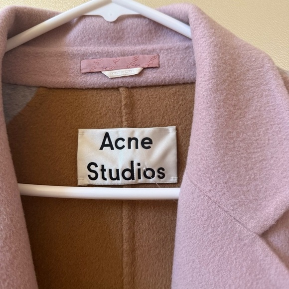 ACNE STUDIOS Odine Double Breasted Wool Coat in Powder Pink Melange Sz 36/Small - Picture 7 of 8